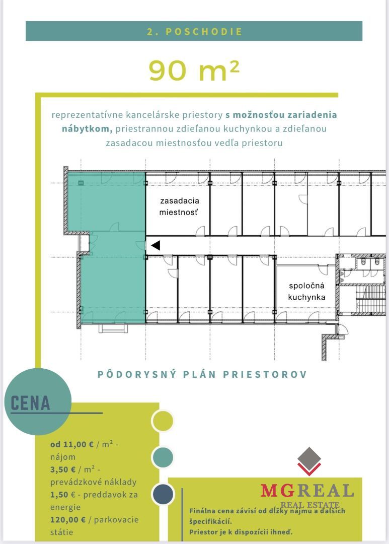 Kancelárske priestory 90m2, Jarošova ul., Nové Mesto