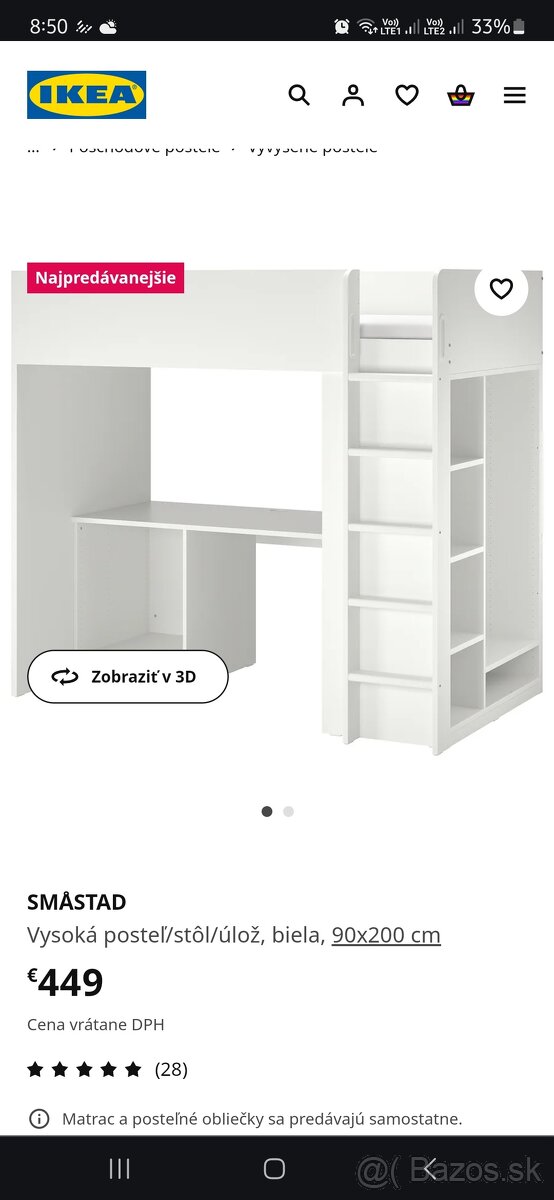 Vyvýšená posteľ-ikea