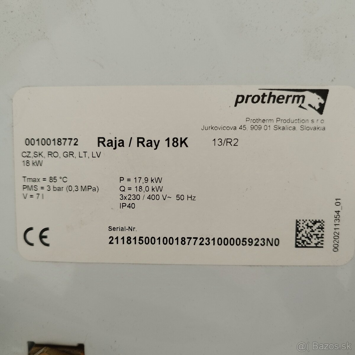 Kotol Protherm Ray/Raja 18K