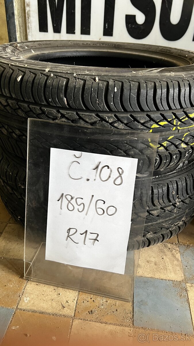 108. Hankook Optimo K406 185/60 R14 Letná 2005 6mm 2ks 5€/ks