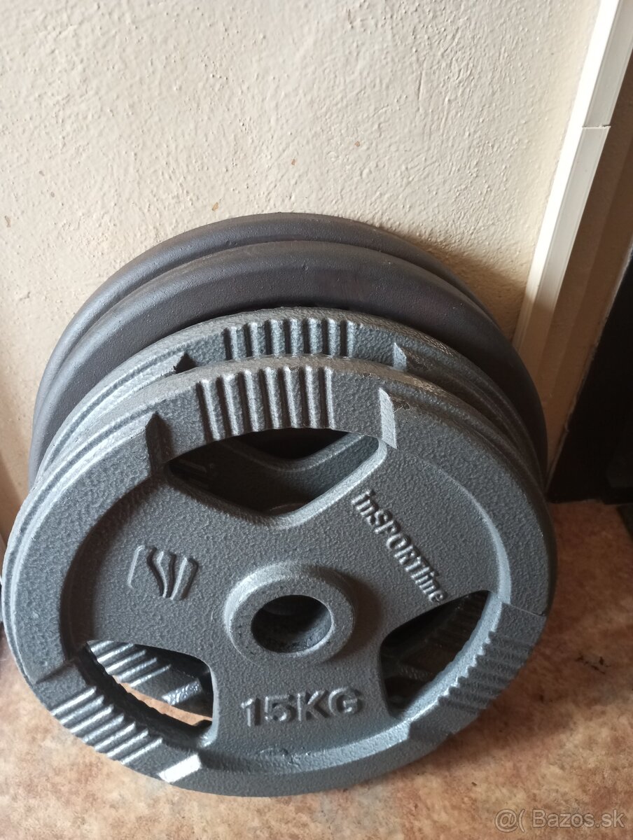 Liatinové olympijské kotúče INSPORTLINE 2x15 kg/50mm -  NOVÉ