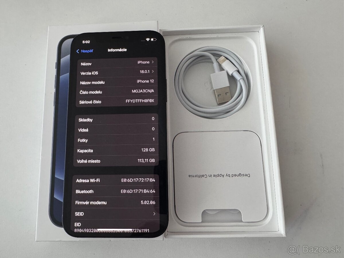 Apple iPhone 12 128gb BLACK zdravie 100% TOP stav