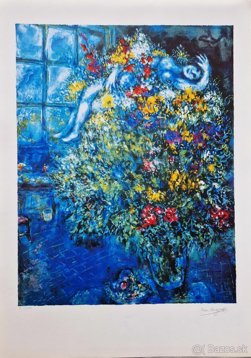 MARC CHAGALL – Bouquet Ardent (bez rámu) Litografická tlač