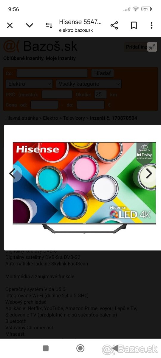 Smart tv hisense 4k UHD 55 140cm