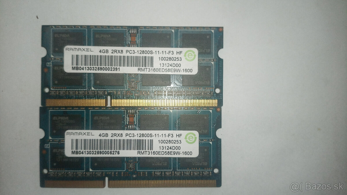 Ram notebookova 2 x 4 GB DDR3