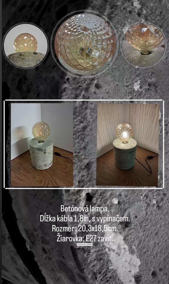 Betónová lampa s vypínačom