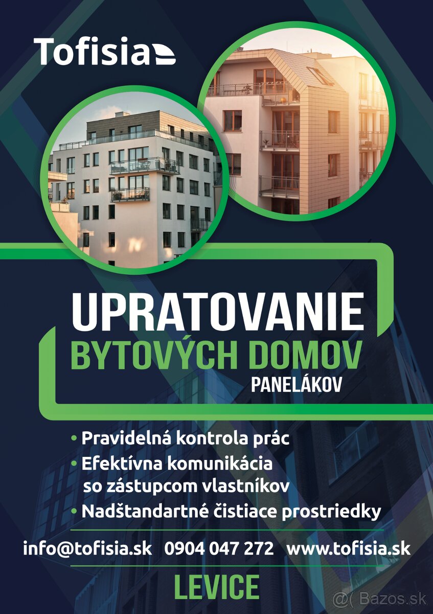 Upratovnaie bytových domov (panelákov) Levice