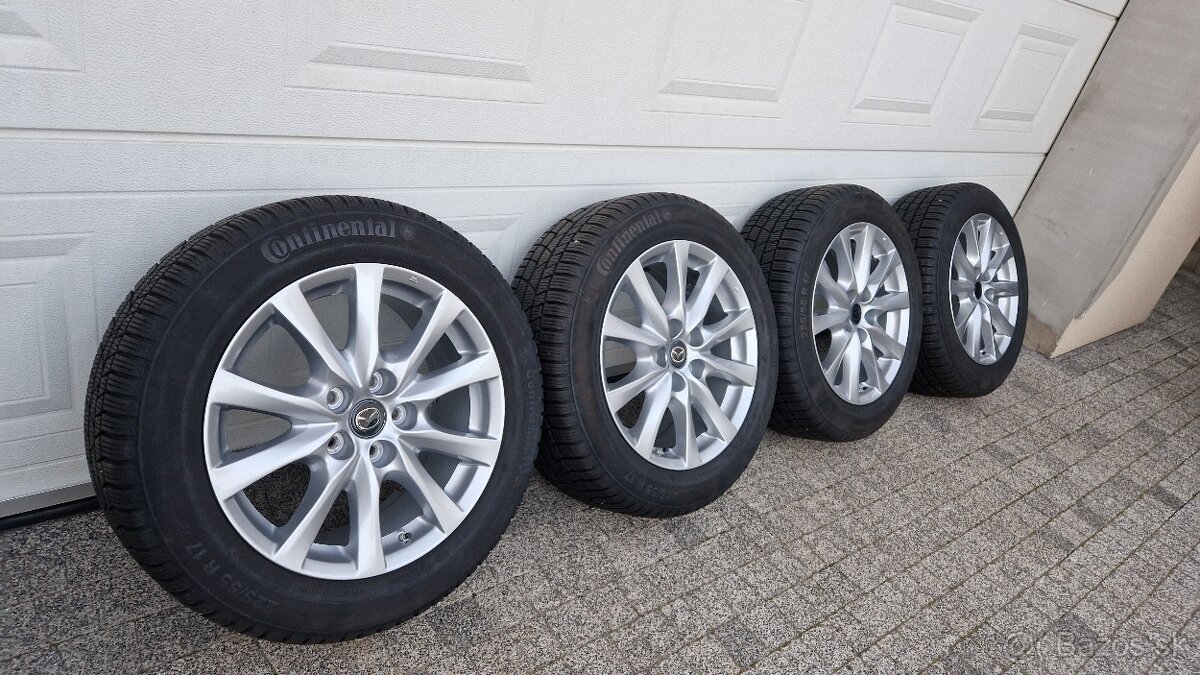 Zimné Alu na Mazdu 225/55 R17, 5x114,3, Continental