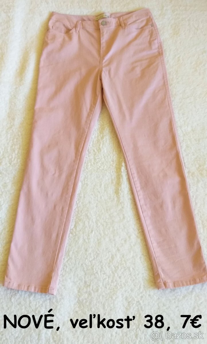 NOVÉ nenosené ružové nohavice, veľkosť 38