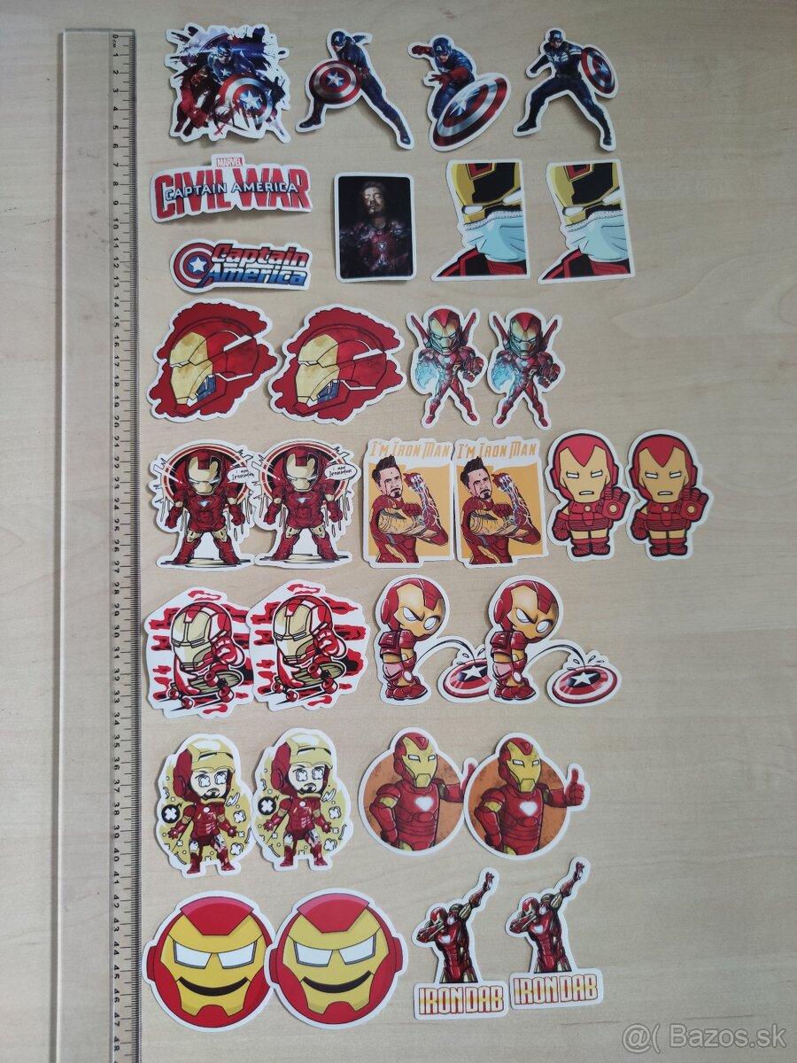 Predám rôzne Iron Man, Avengers, Marvel nálepky, tetovačky