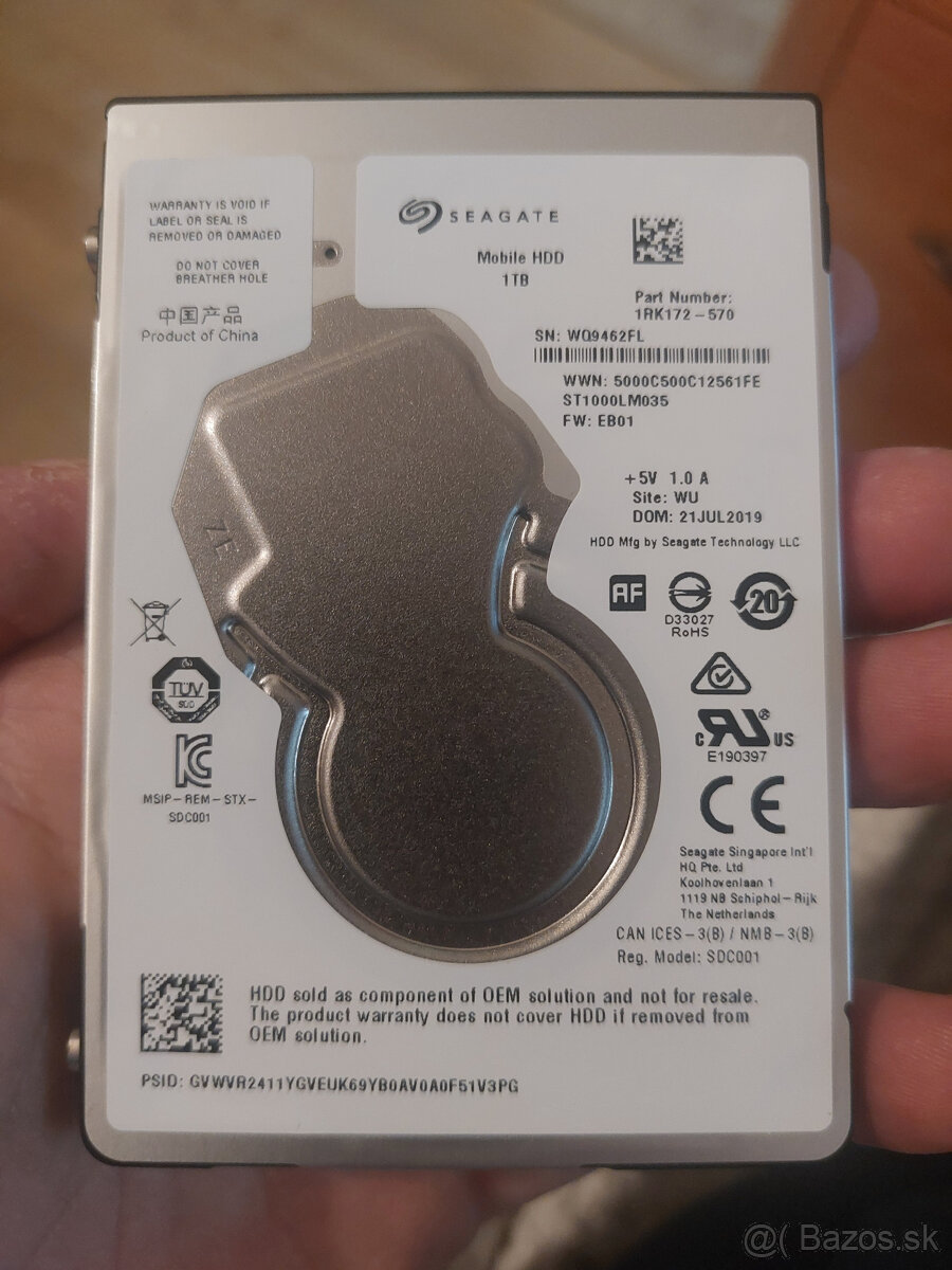 Predam HDD SEAGATE  1 TB   2.5 palcovy