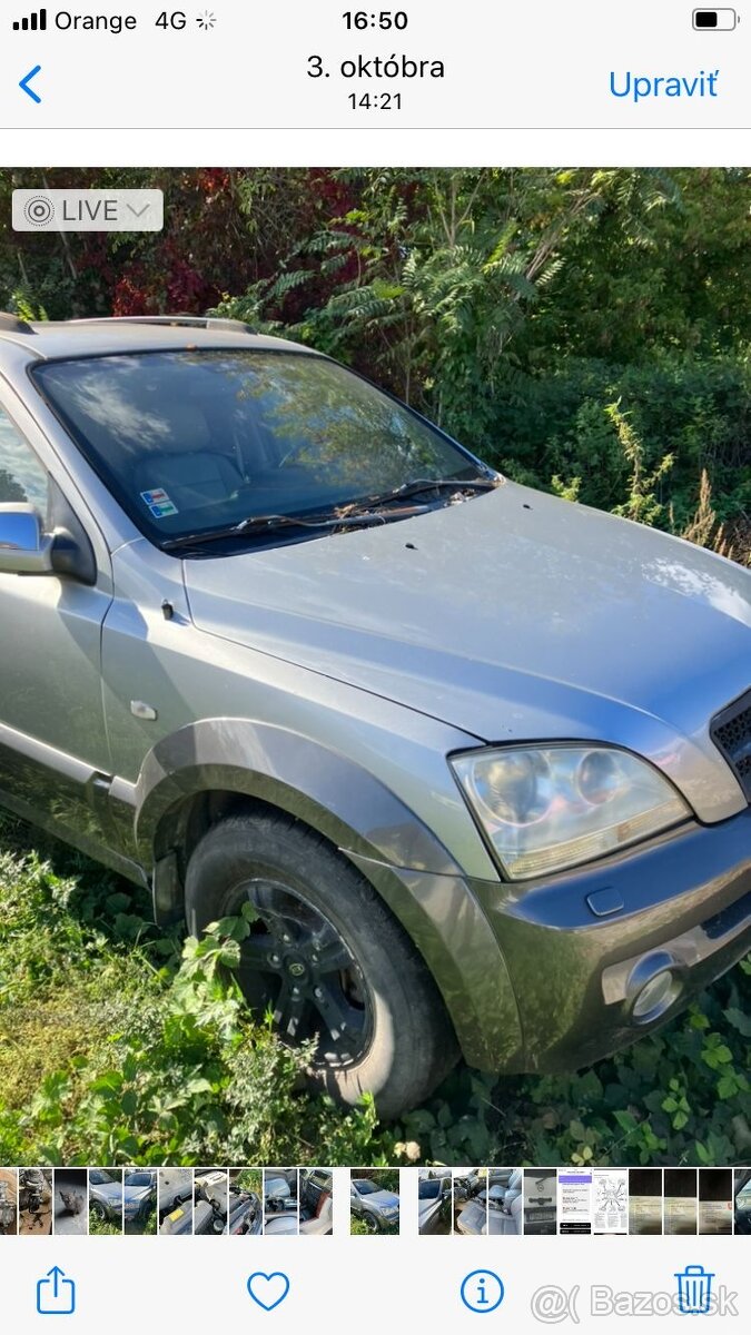 Rozpredám na náhradné diely Kia Sorento 3.5V6 benzín.