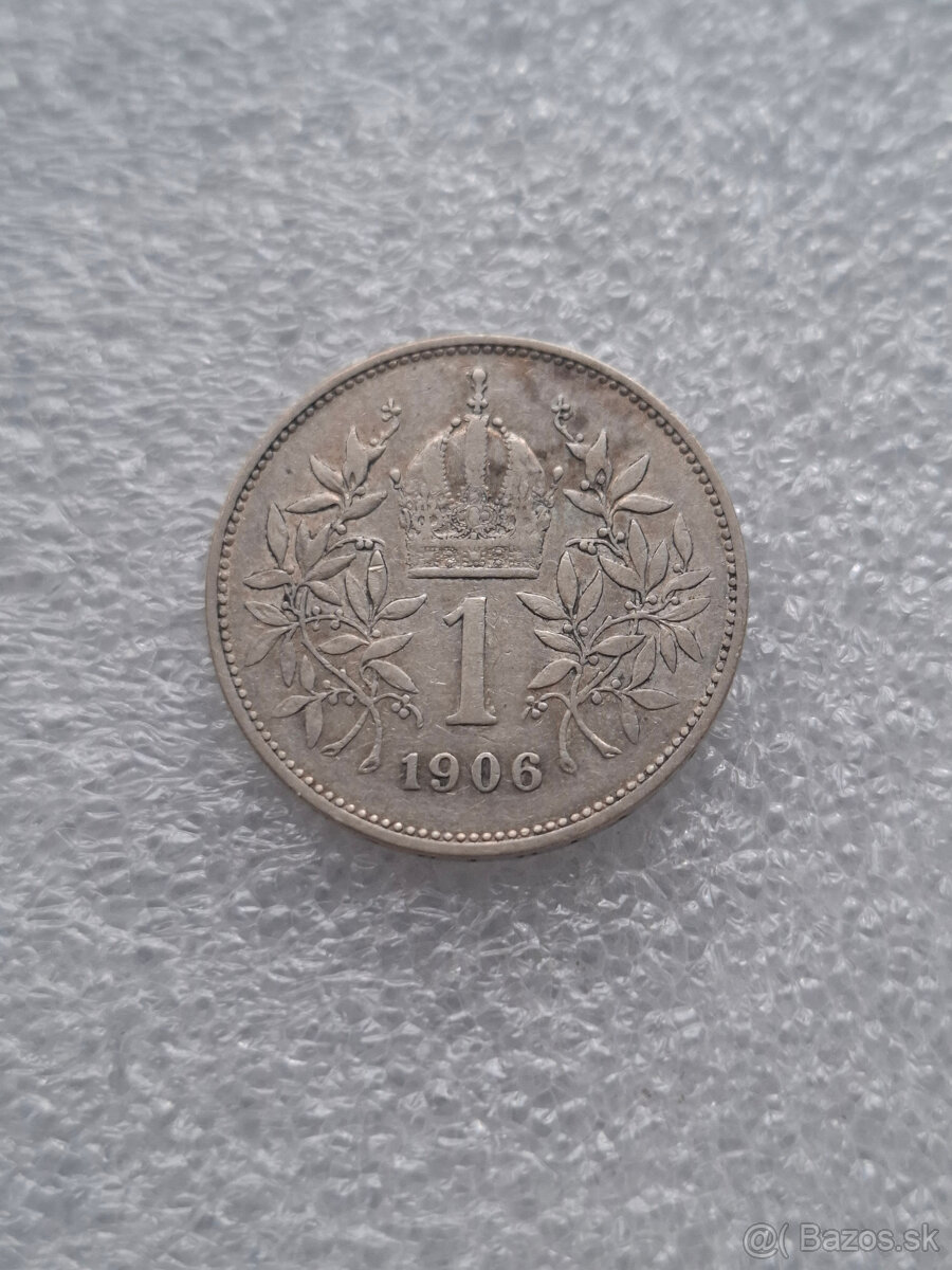 strieborna minca - rakuska 1 Koruna 1906 Vzacna