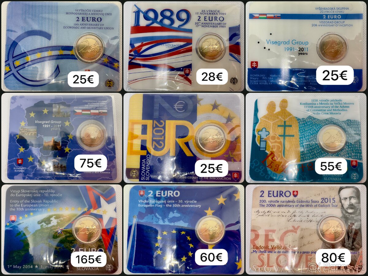 2 euro Slovensko 2009 - 2023 coincards