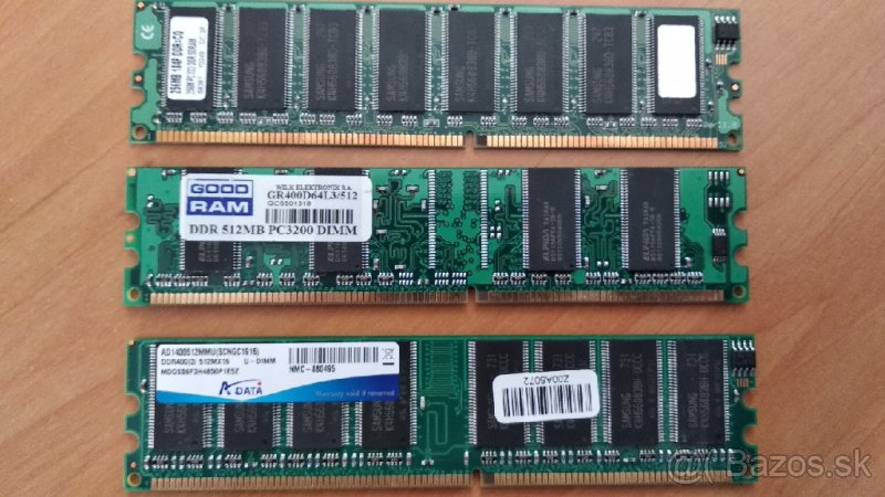 pamäte DDR 2x512MB + 256MB