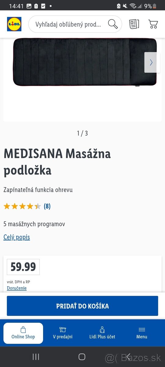 Medisana podložka - masážna a vyhrievacia