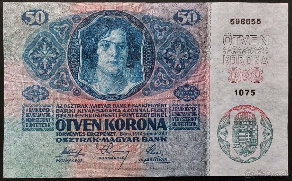 50 KORÚN ROK 1914 - RAKÚSKO-UHORSKO - VZÁCNA