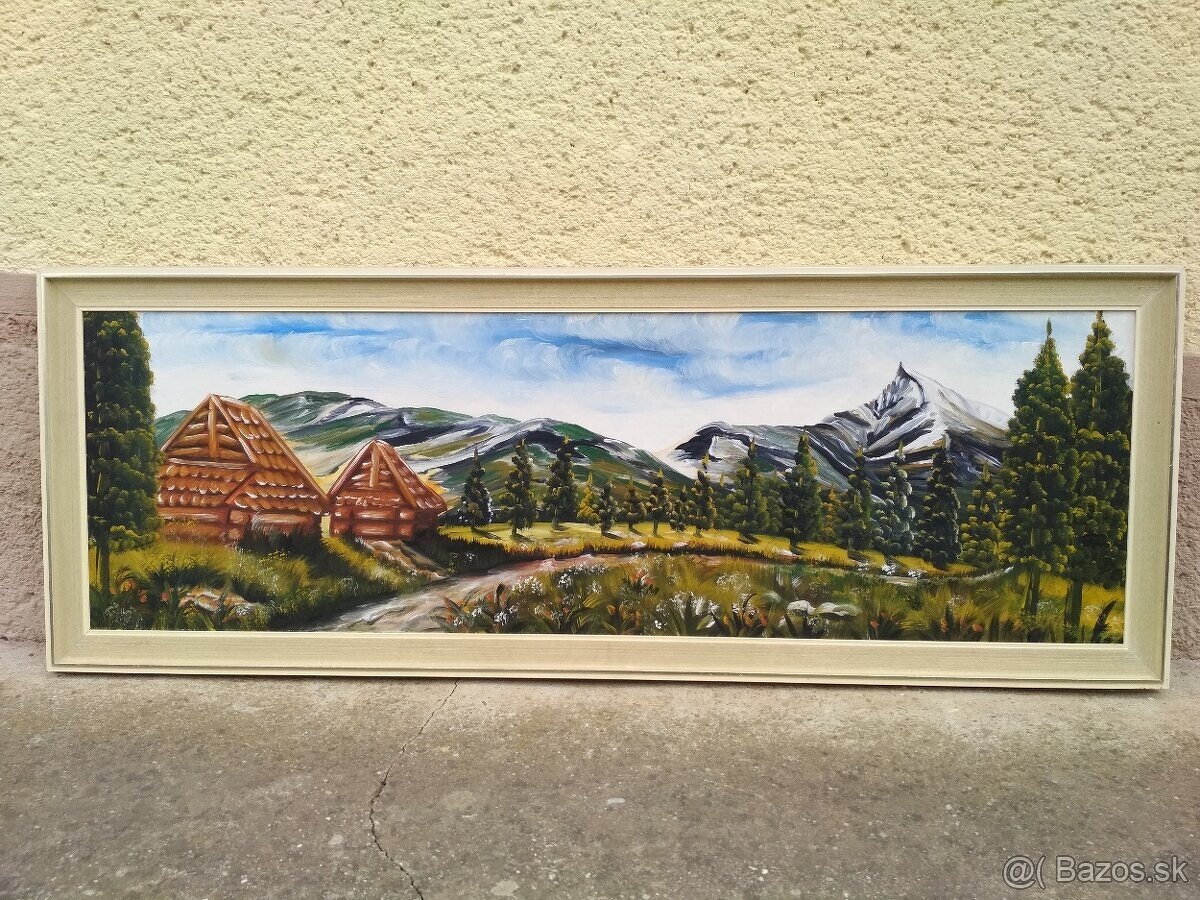 Velky obraz Tatry, olejomalba, 172x63cm