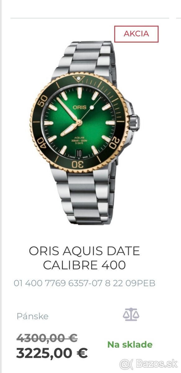 ORIS Aquis date 400  , 18kt luneta