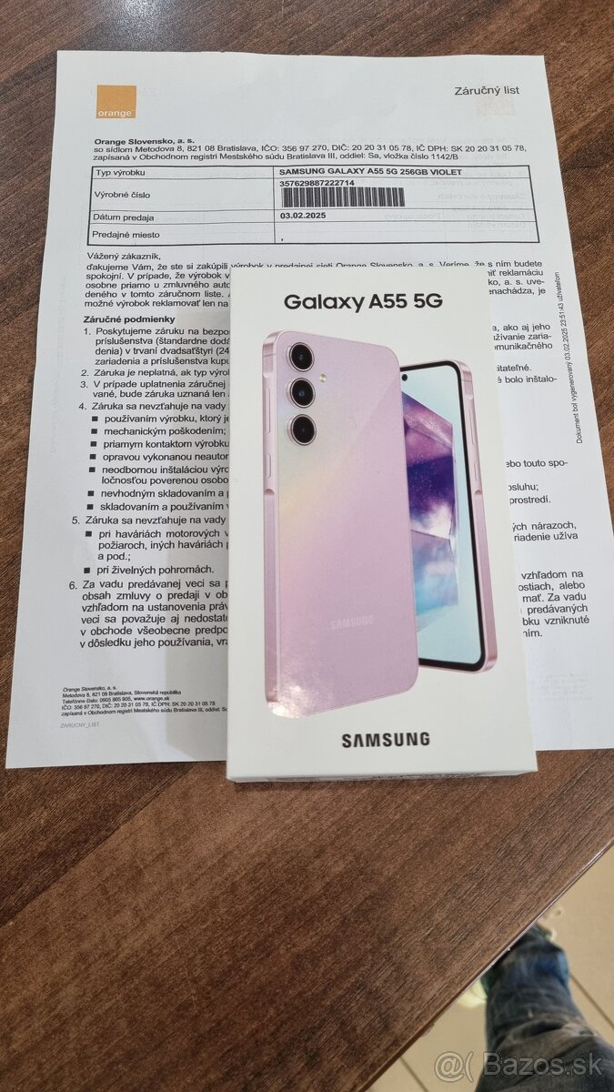 Samsung Galaxy A55 8GB/256GB violet,nepoužitý,záruka 2r