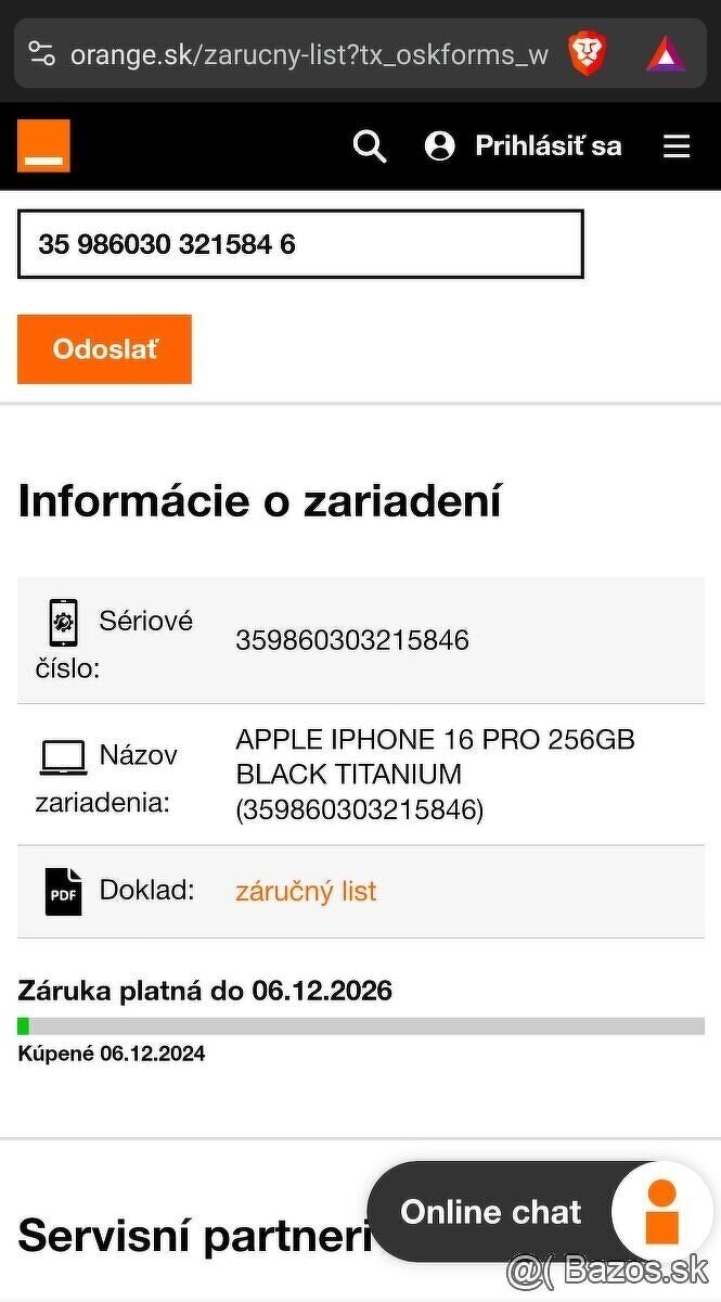 iPhone 16 Pro, 256GB Čierny titán