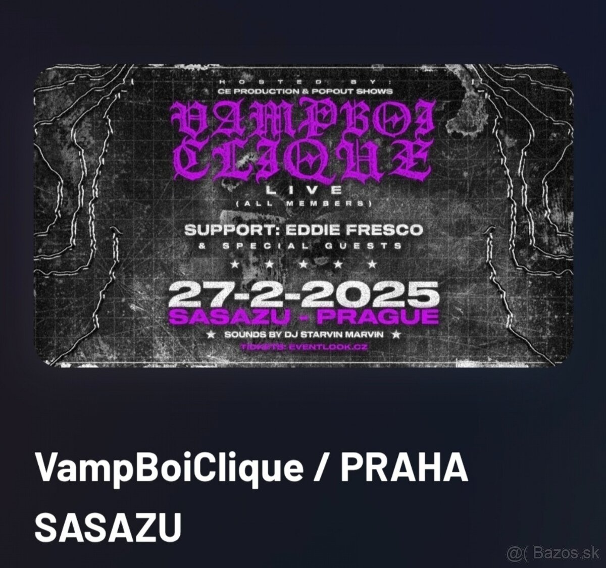 Vampboyclique Praha SASAZU 2025 - 2x V.I.P vstupenky