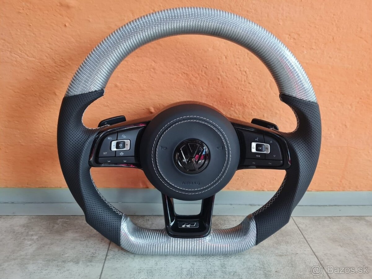 VOLANT VOLKSWAGEN R RLINE GTI - KOZA / BIELY KARBON