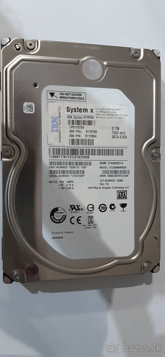 #55 - Disk 2TB Seagate SATA 7200RPM 3,5"