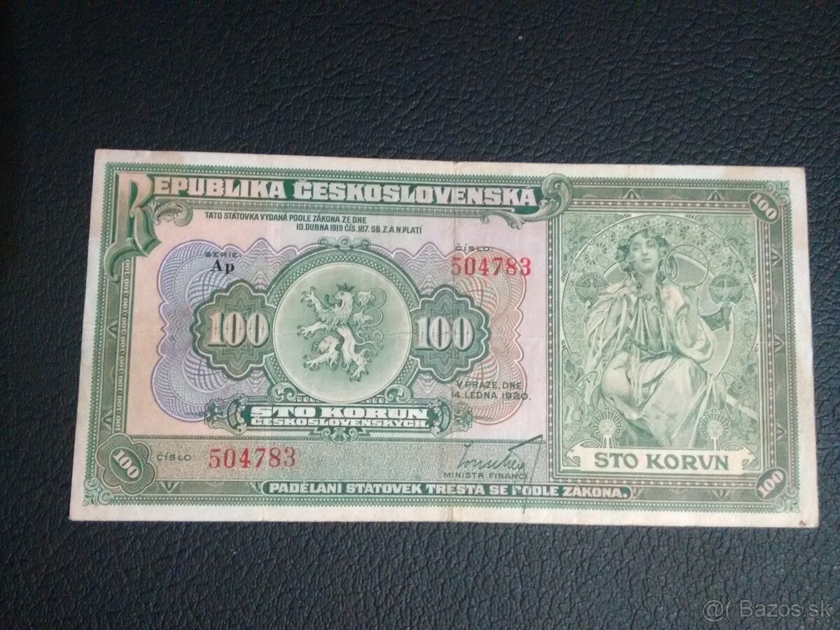 Bankovka 100 korún 1920