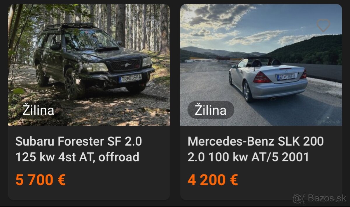 Vymením Mercedes SLK + Subaru Forester