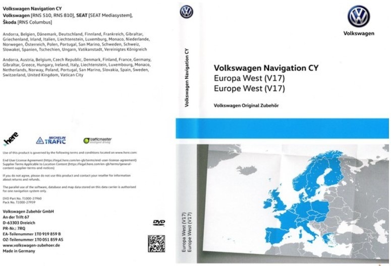 Predám: DVD mapy 2020 RNS510, RNS810 VW, Škoda, Seat