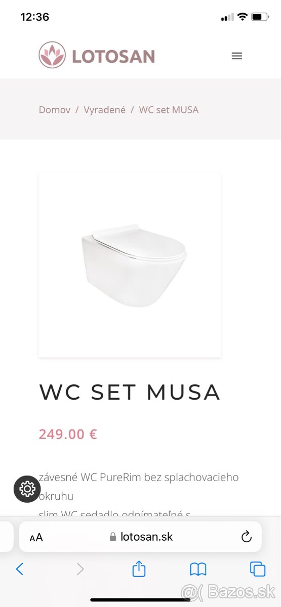 WC misa značky lotosan