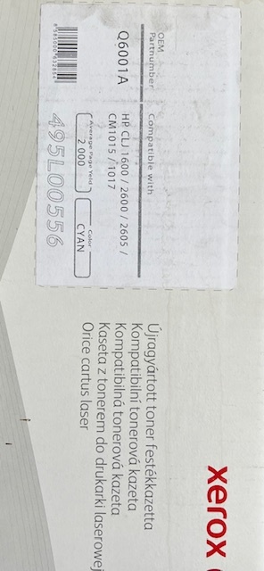 Toner Xerox HP 124A (Q6001A). Farba: Azúrová.