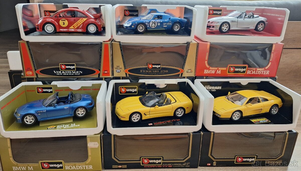 1:18 BBURAGO VW, FERRARI, BMW, CHEVROLET