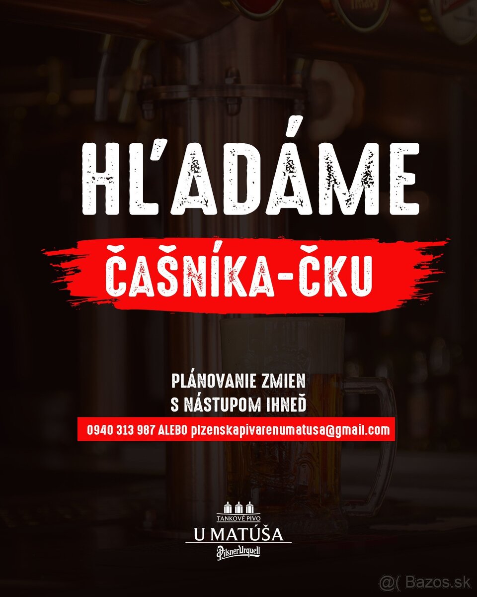 HĽADÁME ČAŠNÍKA-VÝČAPNÍKA❗ ❗ ❗