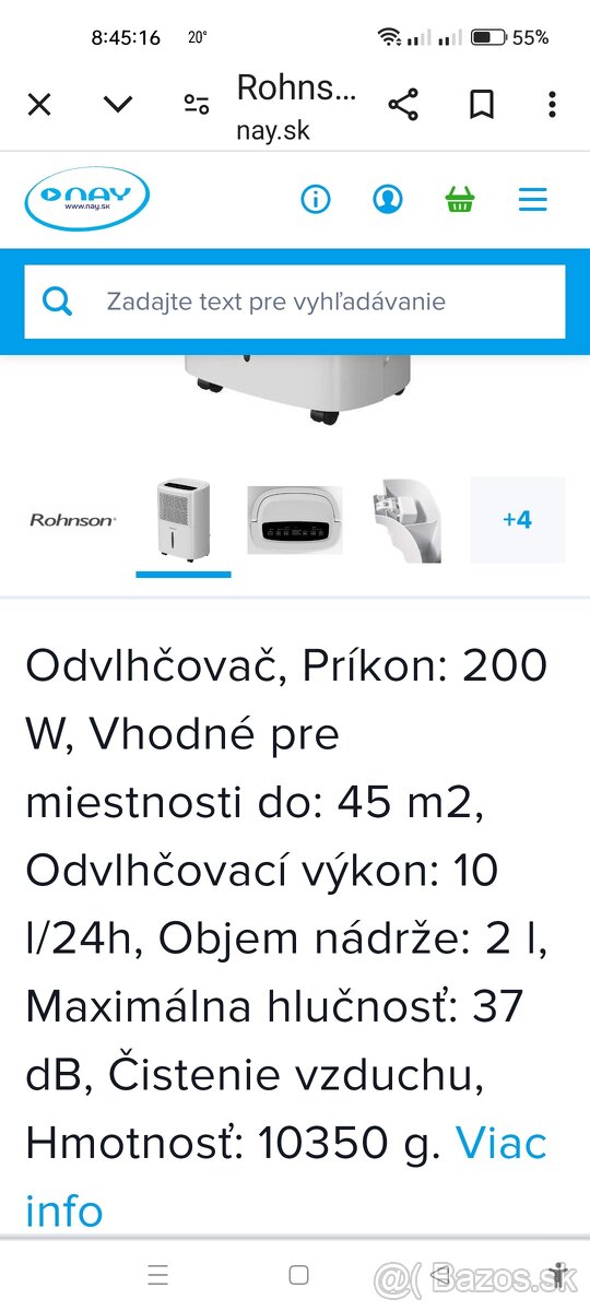 Predám odvlhčovač Rohnson.