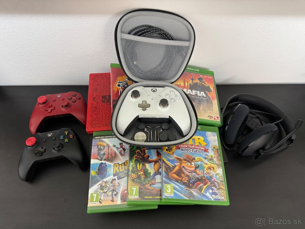 XBOX oneX, 2x ovládač, Elite ovládač, XBOX slúchadlá, 6x hry