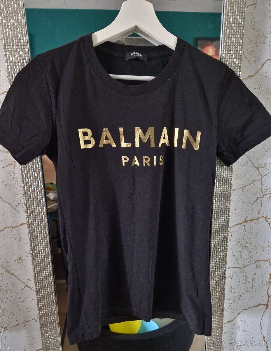 Cierno zlate Balmain tricko s kratkym rukavom  S