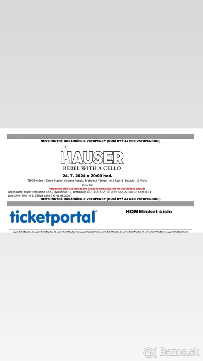 Lístky na koncert “Hauser, Rebel With a cello”, 24.7.2024