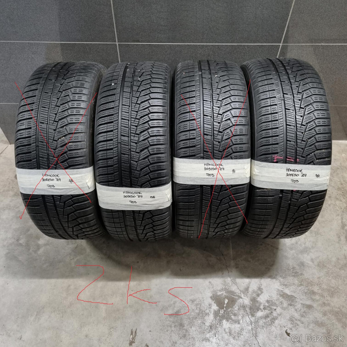 2 kusy zimné pneumatiky 205/50 R17 HANKOOK