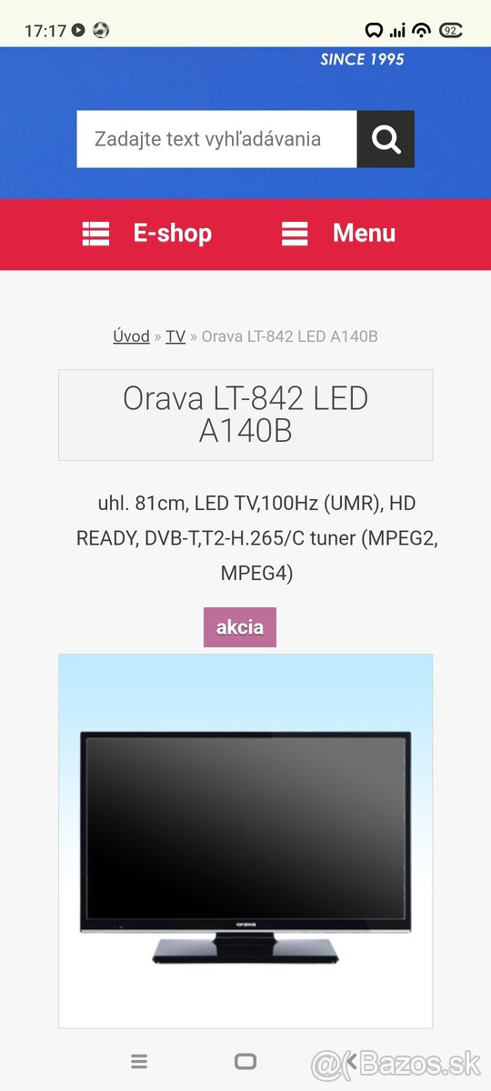 Predám tv Orava LT 842