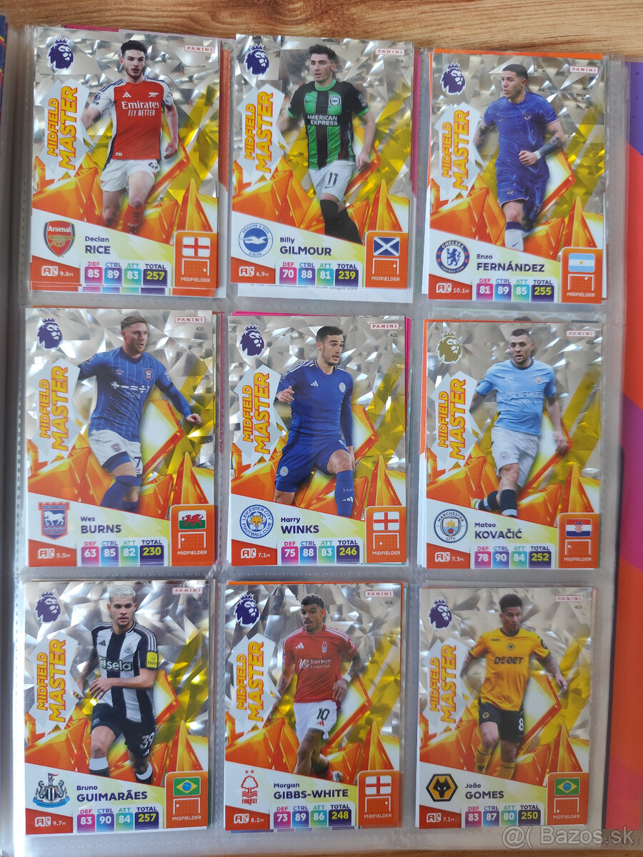 Premier League 2025 Futbalové kartičky Panini Adrenalyn.