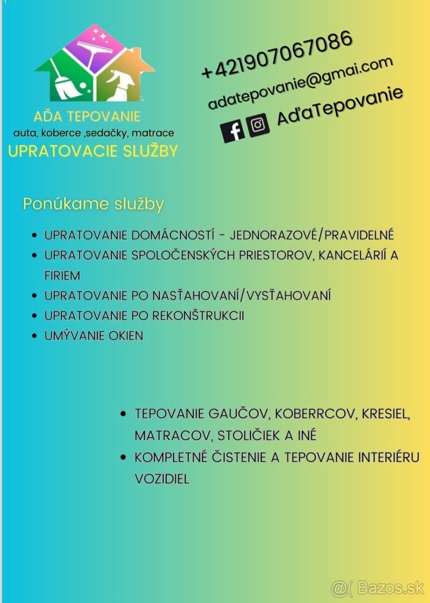 Upratovacie a tepovacie služby