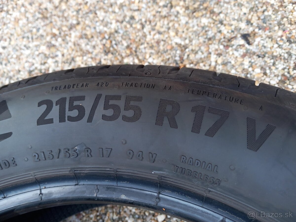 Predám letné pneumatiky 215/55 R 17 V