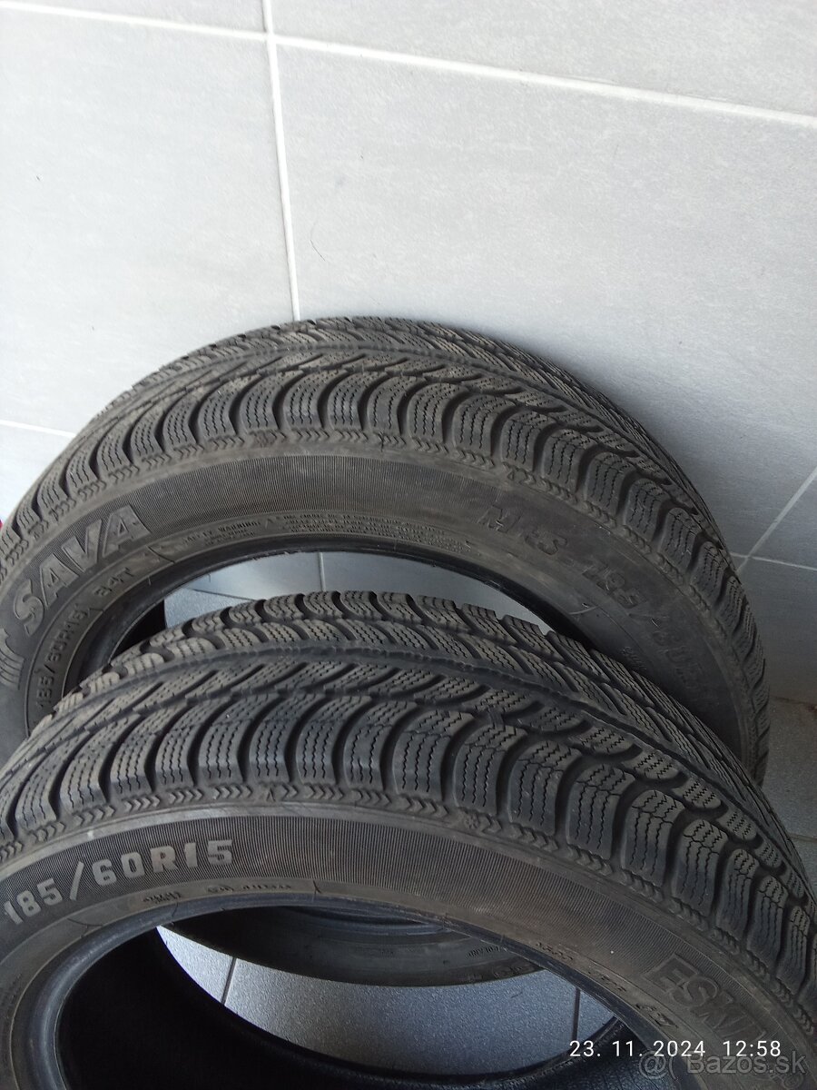 Predám 2ks zimné pneu 185/60 R 15 sava