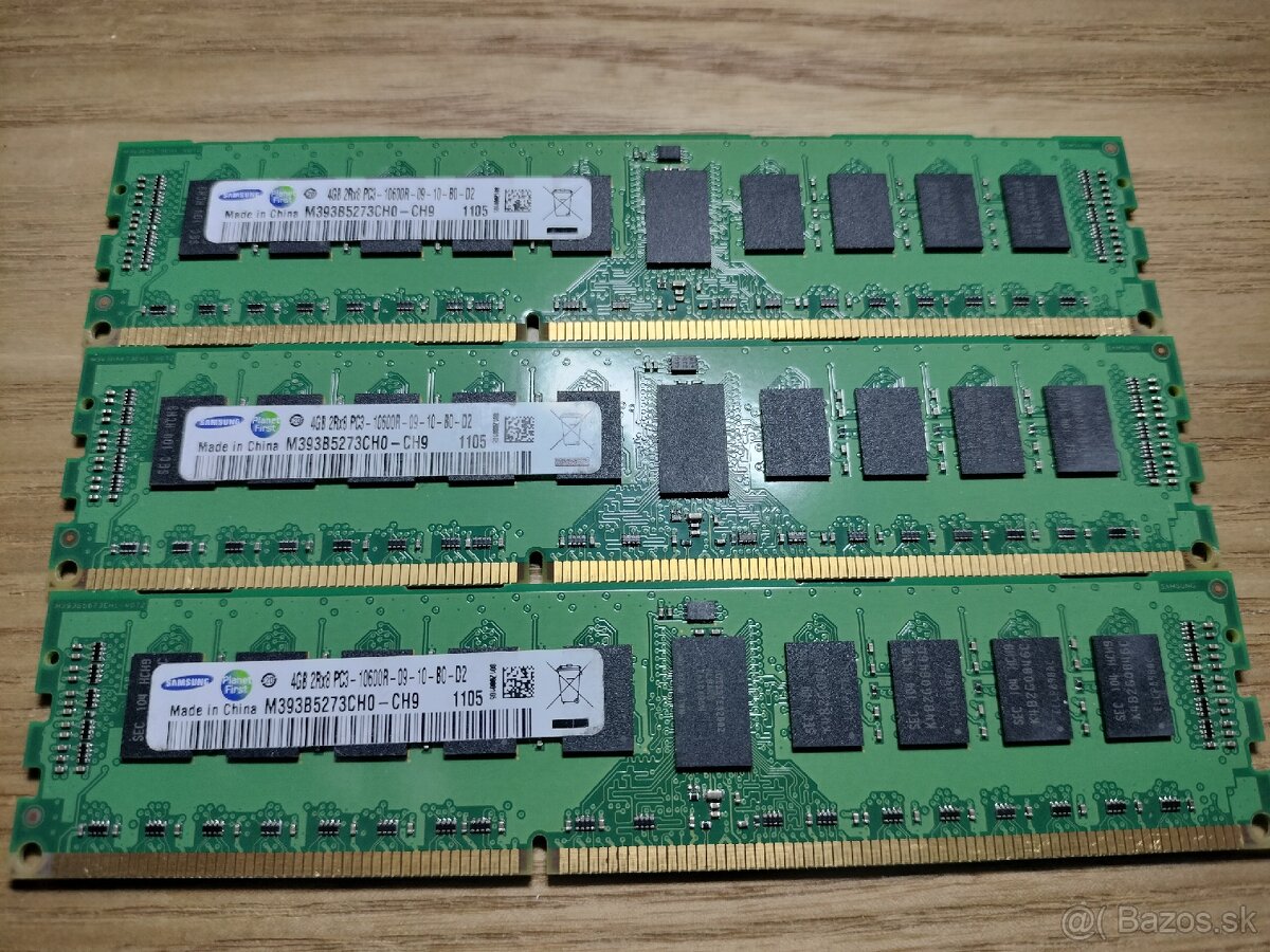 3x 4GB DDR3 1333Hz PC3-10600R ECC RAM RDIMM Samsung