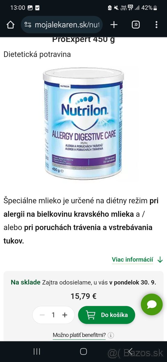 Umelé mlieko Nutrilon Allergy Digestive Care