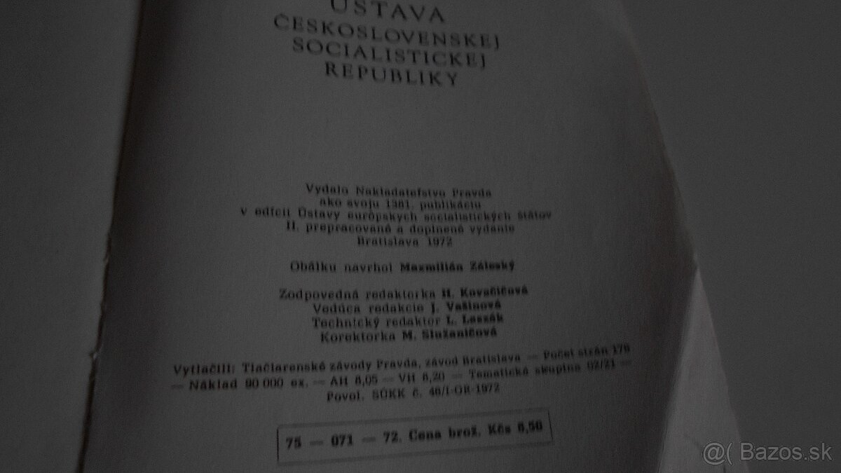 Kniha - Ústava Česk. soc. republiky - r. 1972