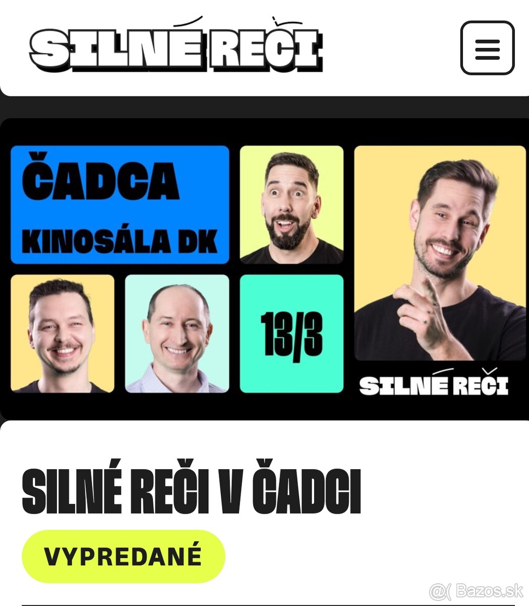 Predám lístok na Silne Reči Čadca