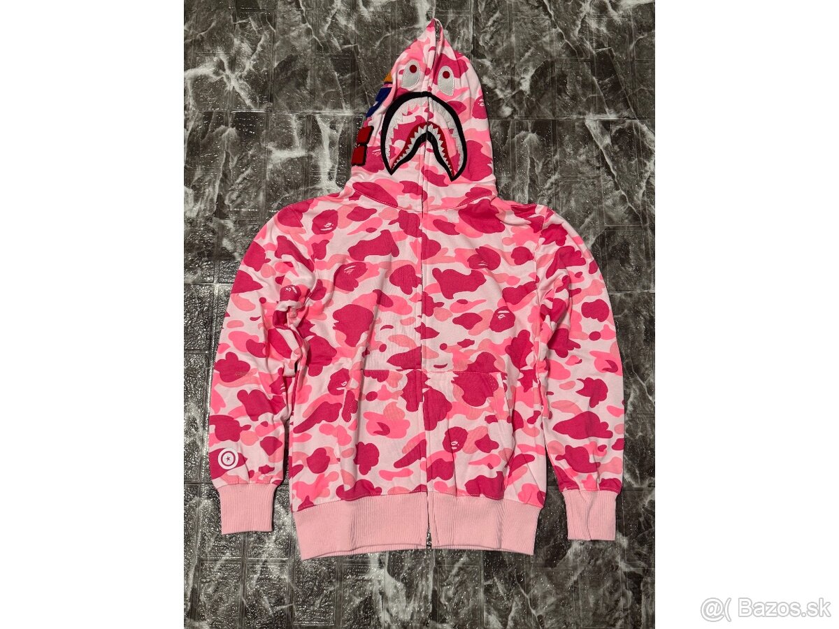 Bape Shark Hoodie Mikina Pink